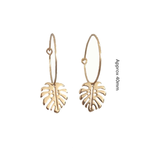 Vintage Leaf Trendy Gold Color Dangle Earrings - Picture 4 of 6